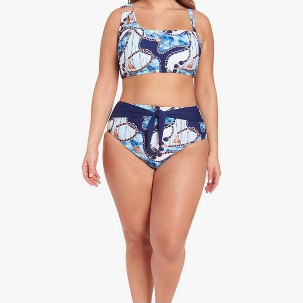 Laura plus size women’s tie belt high rise swimsuit bottoms size 0x. NWT